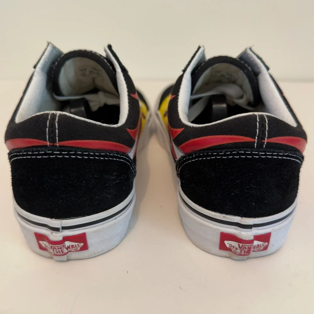 Vans Old Skool Flame Black Yellow Red Sneakers Mens 7.5 Womens 9 500714